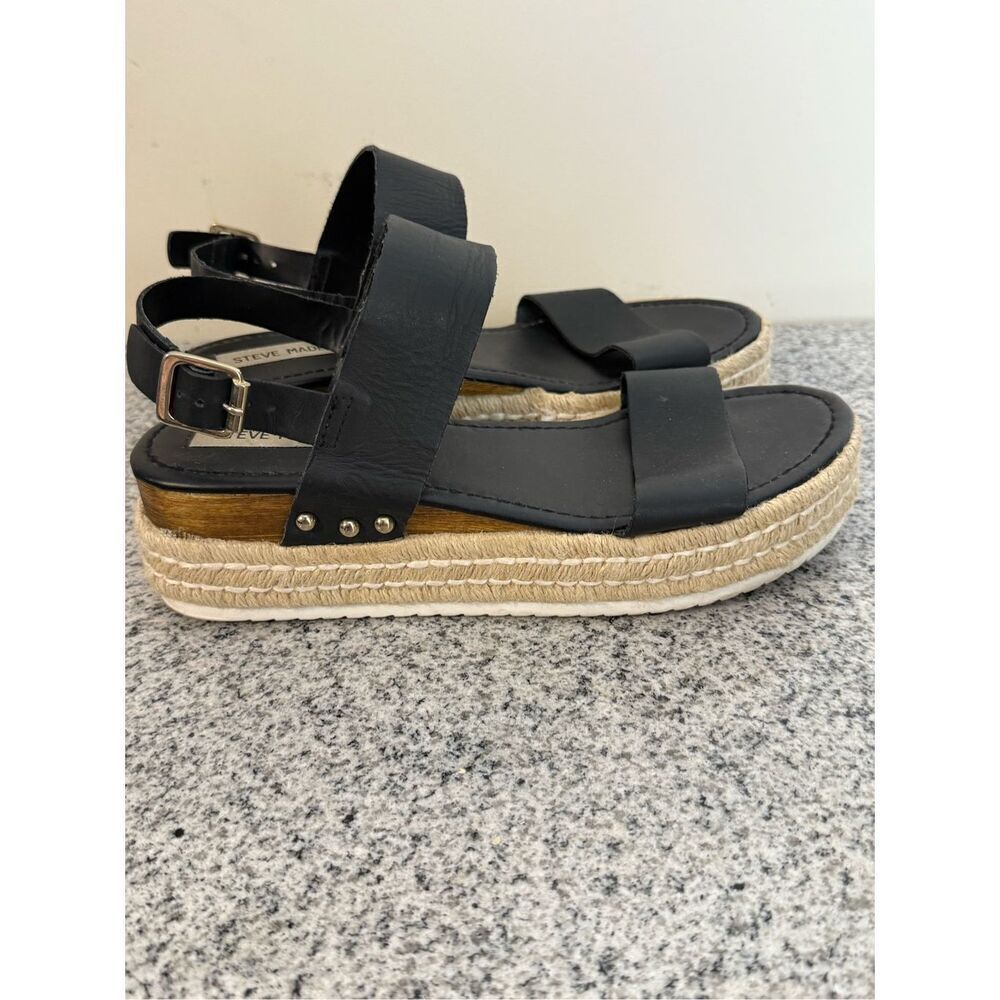 Steve Madden Women's Catia Wedge Sandal Black 9.5